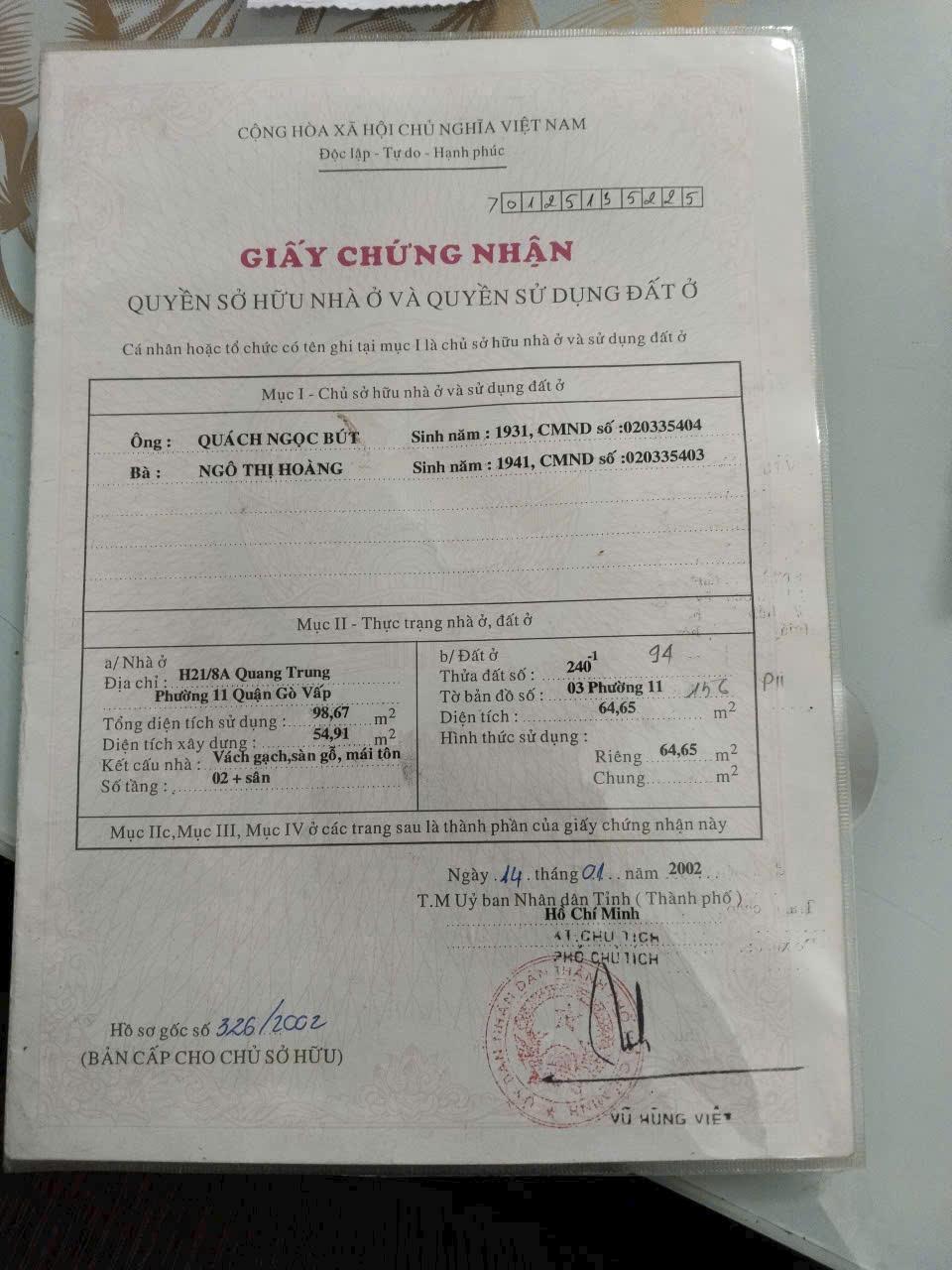 Bán nhà quang trung p 10 p 11 gò vấp